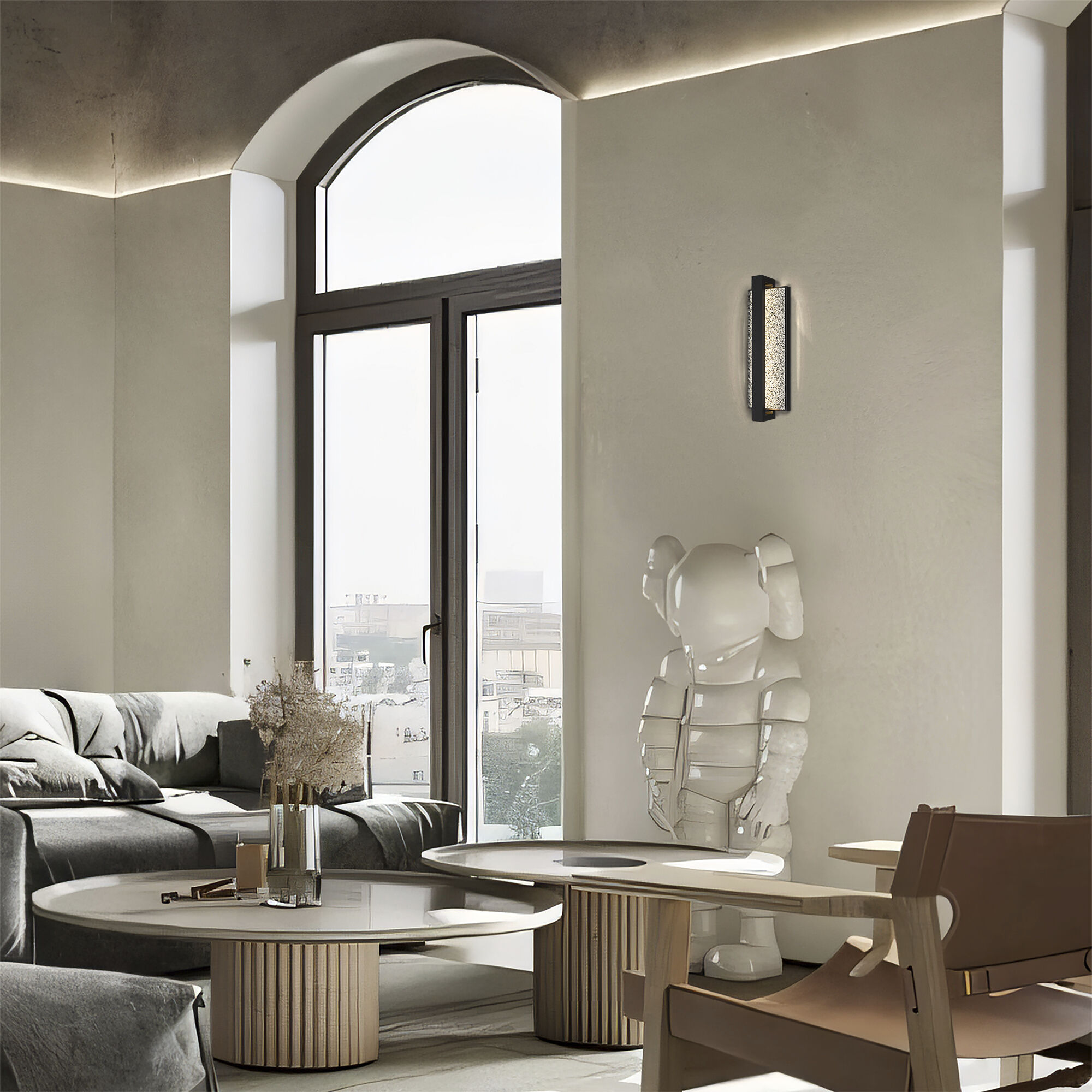 Seafoam LED 19 inch Sand Black Outdoor Wall Sconce